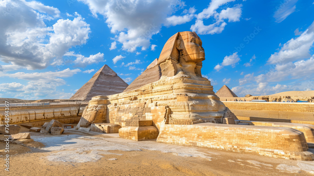 Picture the majestic Great Sphinx standing proudly against the backdrop ...