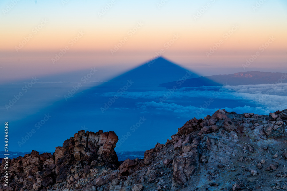 Shadow of Teide at sunrise as seen from Pico del Teide, Tenerife, Canary Islands, Spain