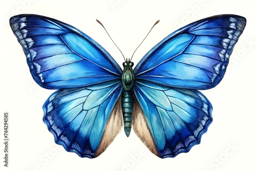 Vibrant Blue Butterfly Illustration photo