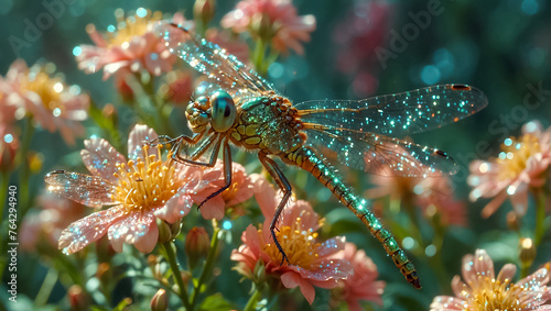 cute dragonfly, flower