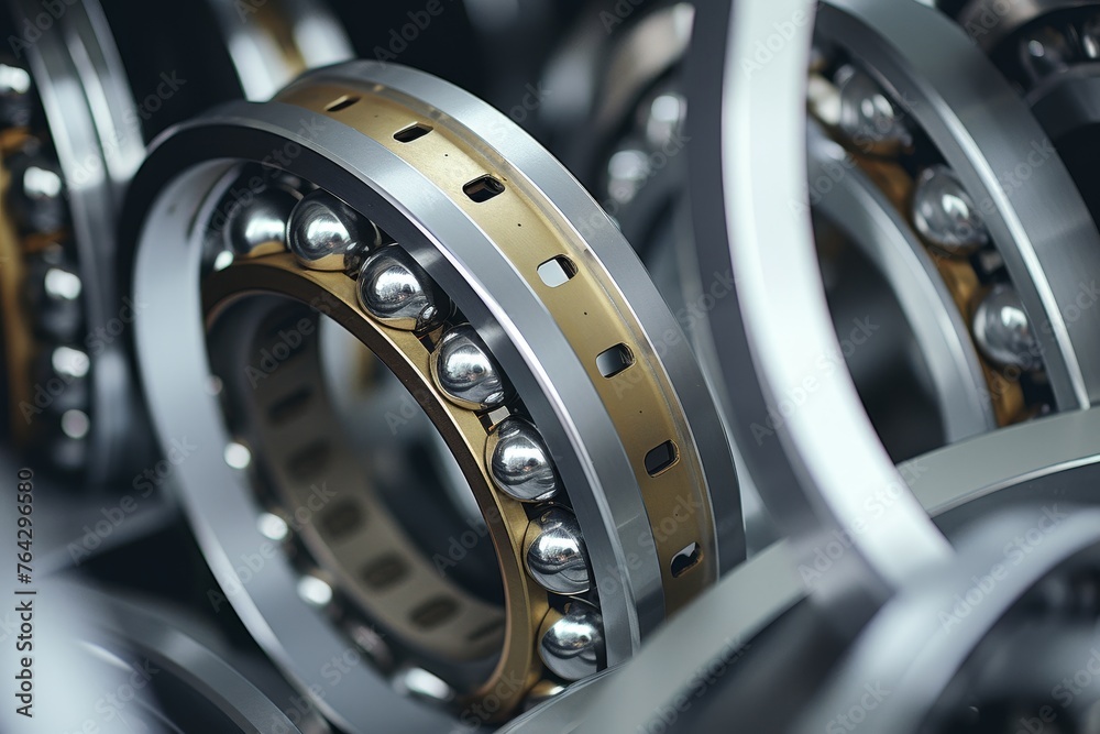 Detailed View of a Bearing Cage: A Testament to Precision and Engineering in Industry - obrazy, fototapety, plakaty 