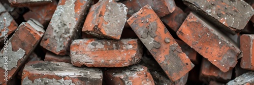 pile of red bricks at a demolition site