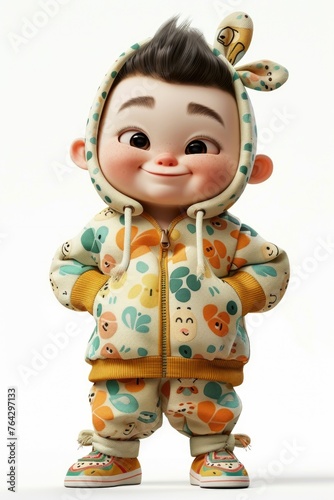 A cartoon character dressed in a hoodie.