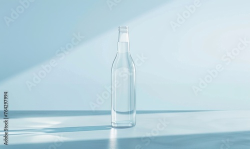 Crystal clear glass bottle mockup showcasing a premium quality mineral water sourced from natural springs © TheoTheWizard