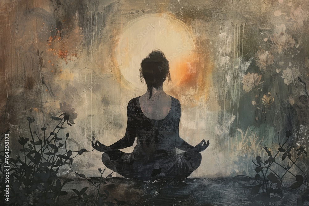 Serene meditation at sunset. Serene meditation at sunset.