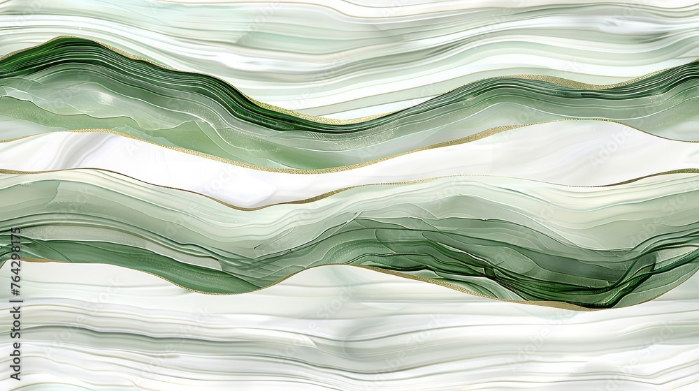 a close up of a glass window with wavy green and white lines in the bottom half of the glass and bottom half of the glass.