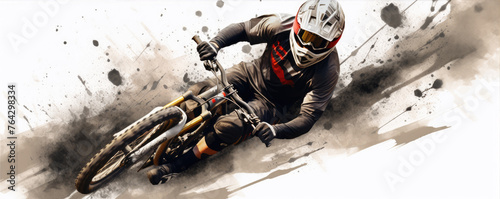 Motocross rider performing in a dusty track