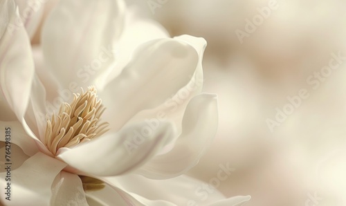 Close-up of a delicate magnolia blossom against a soft blurred background  floral background