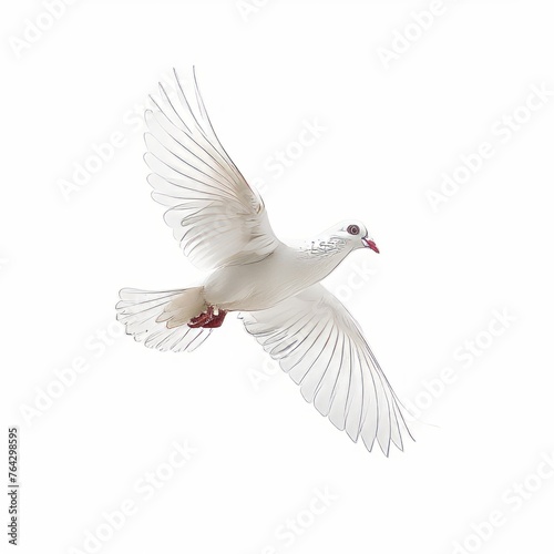  white pigeon in flight on a white background 