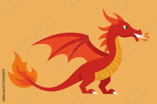 fire spitting dragon vector illustration © CreativeDesigns