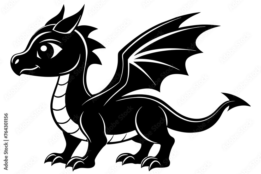 baby dragon silhouette vector illustration