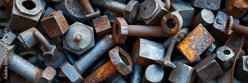 close up of a pile of metal iron scrap in a scrapyard