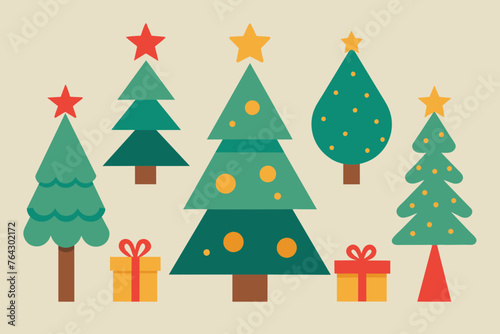 Christmas tree set vector illustration
