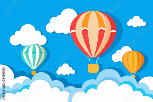 Fototapeta Naklejka Na Ścianę i Meble -  Air balloon in the blue sky vector illustration