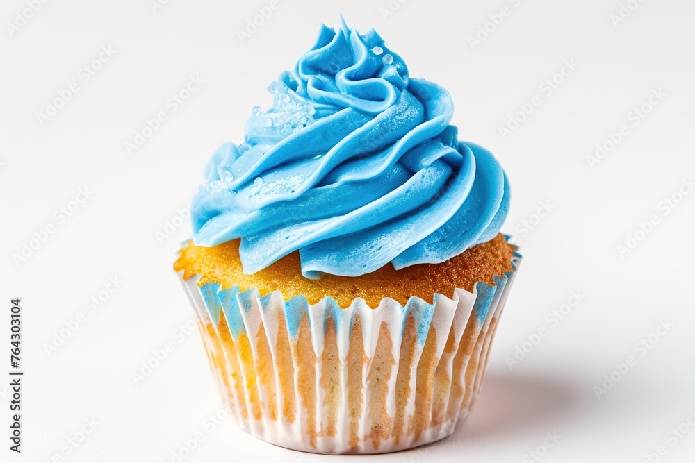 Tasty cupcake with butter cream on white background Tasty cupcake with butter cream on white background