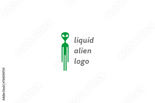 Template logo design solution with liquid  alien from another planet simple image