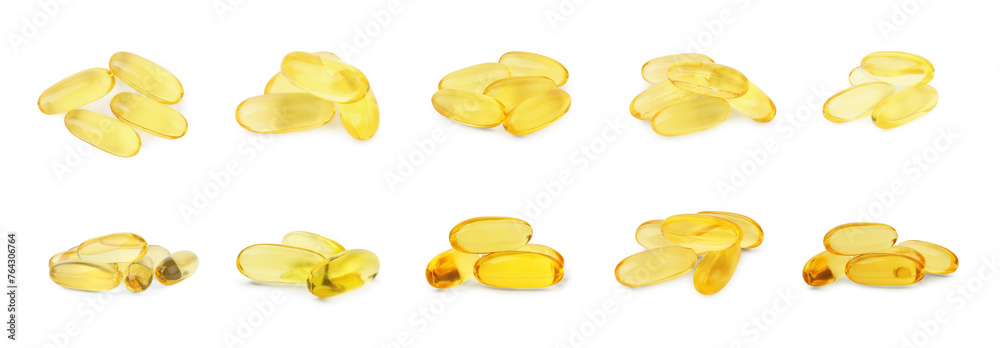 Collage of vitamin pills isolated on white Collage of vitamin pills isolated on white