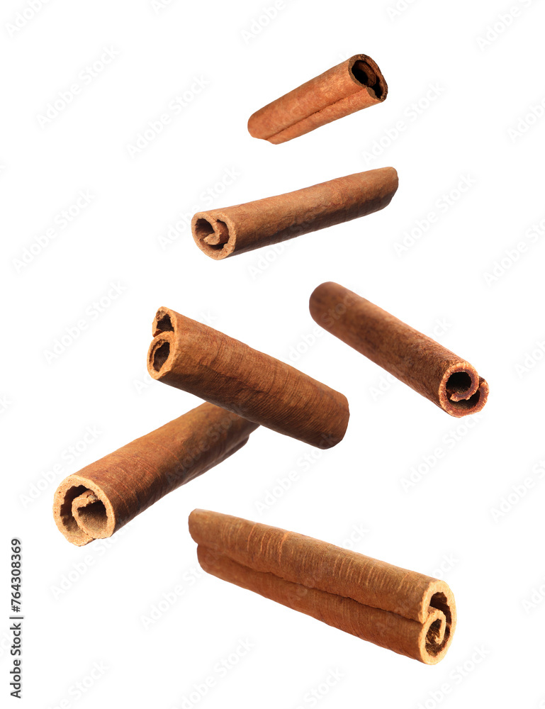 Aromatic dry cinnamon sticks on white background Aromatic dry cinnamon sticks on white background