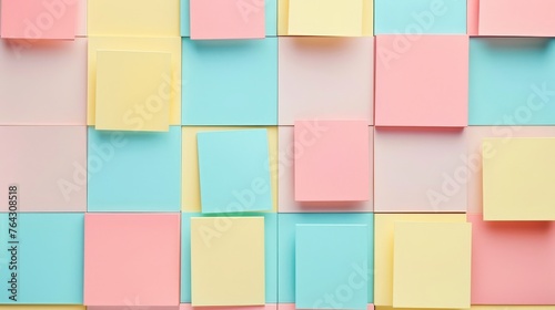 A minimalistic arrangement of pastel-colored index cards AI generated illustration photo