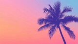 A simple outline of a palm tree against a gradient sunset sky AI generated illustration