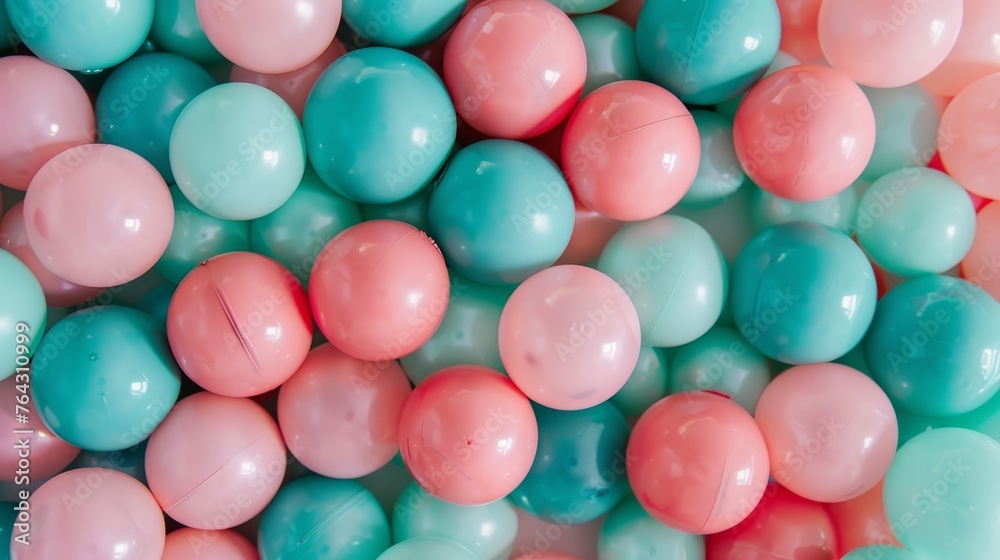Bouncing balls in hues of bubblegum pink and mint AI generated illustration Bouncing balls in hues of bubblegum pink and mint AI generated illustration