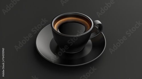 Black coffee cup on a saucer AI generated illustration