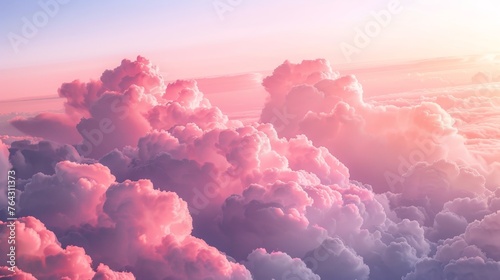 Dreamy clouds in shades of cotton candy pink AI generated illustration