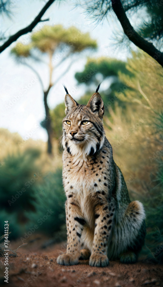 Fototapeta premium Lince primer plano en la naturaleza