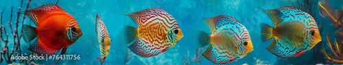 Marine exotic bright colored fish background.