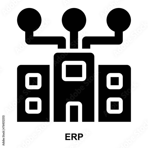 erp, enterprise, resource, planning, company, corporate, system expanded solid or glyph style icon for web mobile app presentation printing