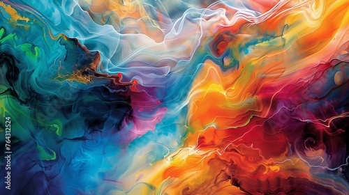 An abstract image featuring vibrant hues and fluid-like patterns, suggesting themes of motion, transformation, and the dynamic nature of change photo