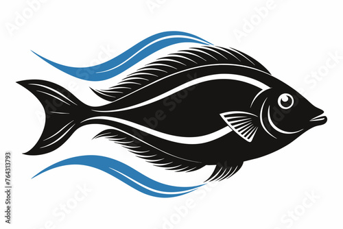  flounder Fish silhouette black vector illustration artwork 