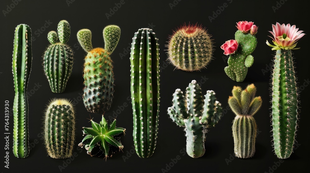 Cactus set collection. Isolated background Generative AI Cactus set collection. Isolated background Generative AI