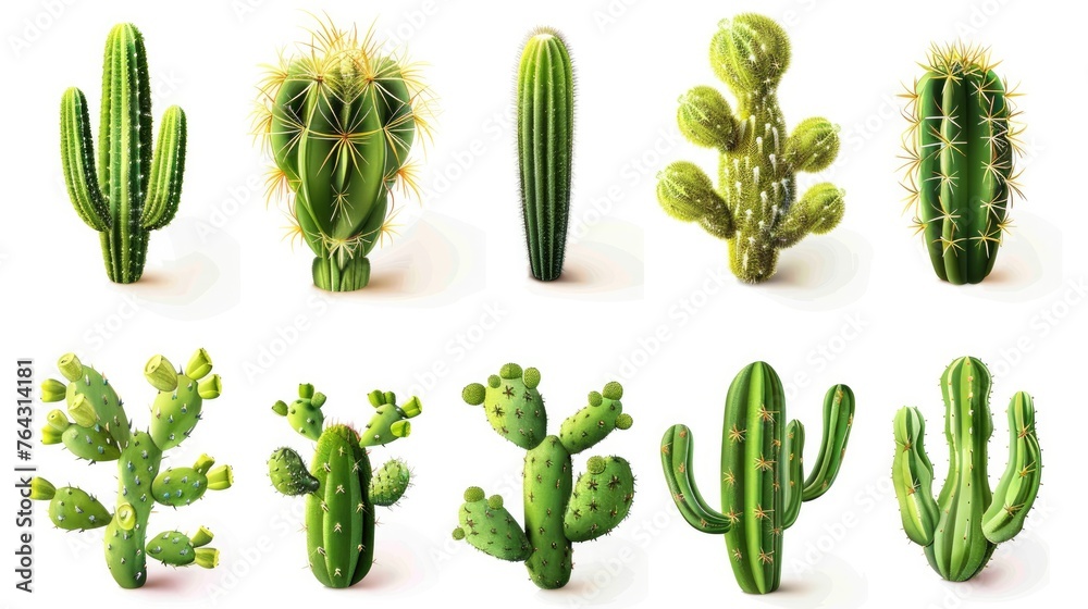 Cactus set collection. Isolated background Generative AI Cactus set collection. Isolated background Generative AI