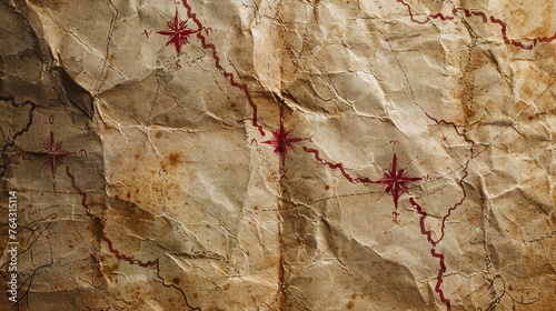 A faded map with a trail of red X marks AI generated illustration