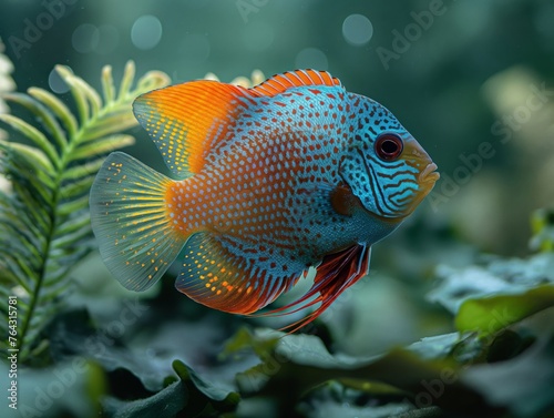 Graceful Swim of a Colorful Tropical Fish in Aquatic Paradise