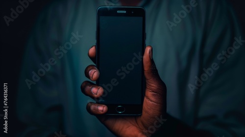 Close-up of a hand holding a smartphone AI generated illustration
