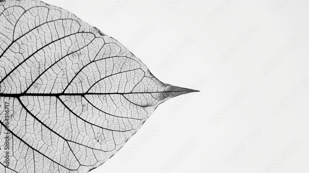 Obraz premium Fine details of a leafs veins against a white backdrop AI generated illustration