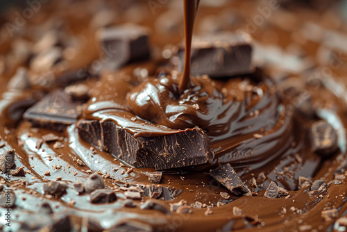 smooth texture of liquid melted chocolate cream  poured onto the surface
