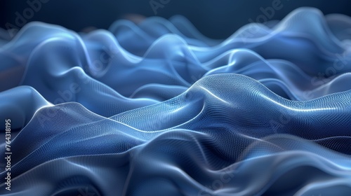 Wavy Mesh Cloth Pattern on Blue Abstract Background Generative AI