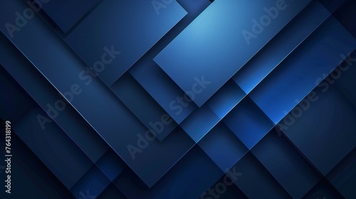 Dark Blue Abstract Geometry Shine and Layer Elements on Blue Background for Presentation Design Generative AI