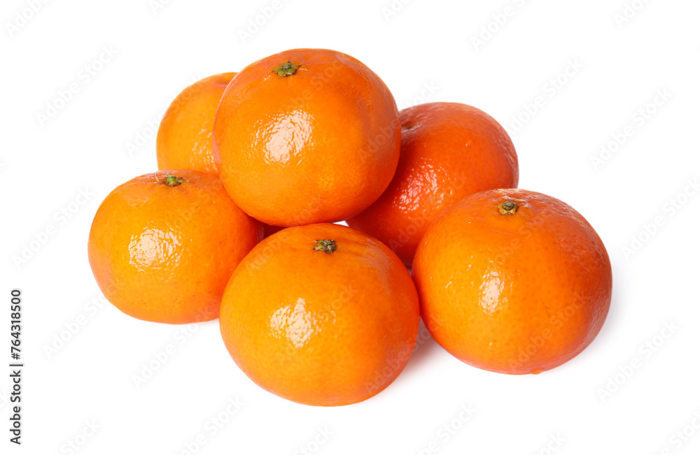 Many fresh ripe tangerines isolated on white Many fresh ripe tangerines isolated on white