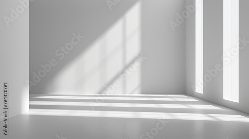 Minimalist Gray Gradient Design on Empty White Studio Background Generative AI © Alex