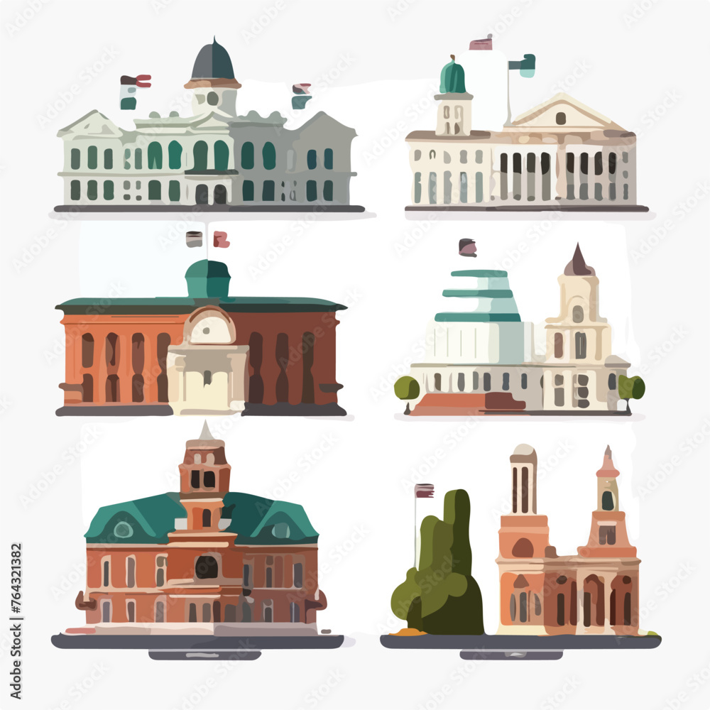 Government buildings for city illustration flat vec