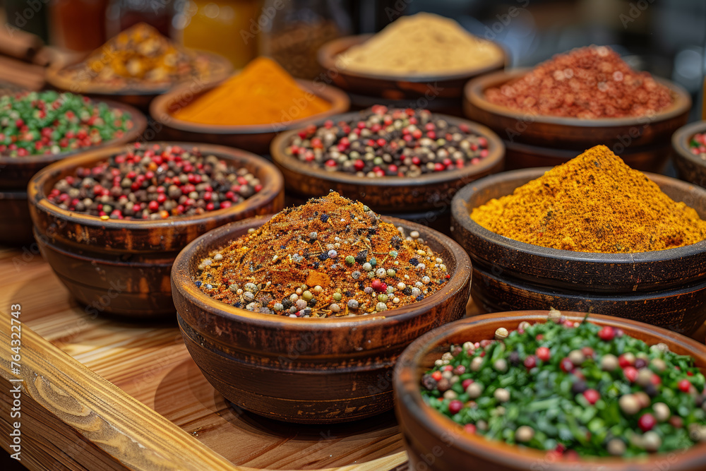 A spice-themed cooking class incorporating hands-on experience with unique and lesser-known spices, encouraging culinary exploration. Concept of adventurous spice usage. Generative Ai.
