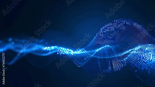 Dark blue light oscillating sound waves Abstract technology photo