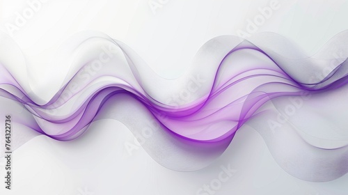 Elegant White Curved Shape with Purple Lines on Clean Background Generative AI
