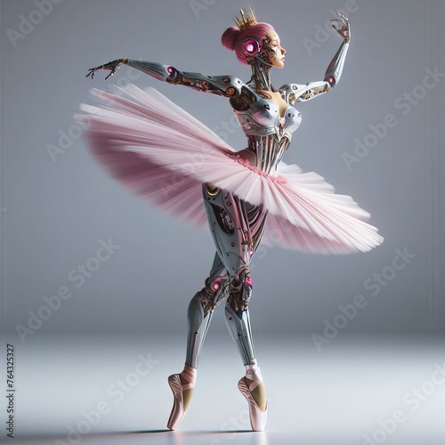 beautiful alluring female cyborg ballerina. realistic illustration