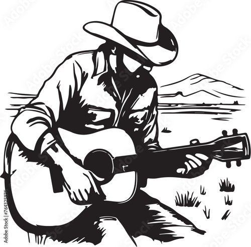 Cowboy Guitar Player Vector