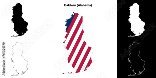 Baldwin county outline map set photo